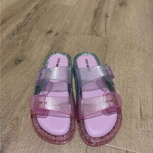 Steve Madden Kids Glittery Pink Slide Sandals